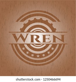 Wren vintage wooden emblem