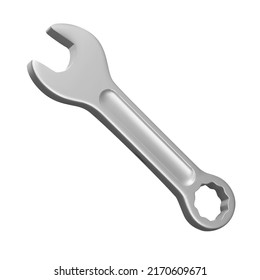 Wrench 3d icon. for nuts and for sprocket. Isolated object on a transparent background