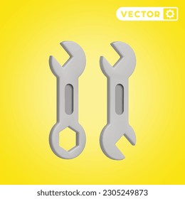 conjunto de iconos vectoriales 3D de llave, sobre un fondo amarillo