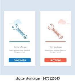Wrench, Adjustable, Building, Construction, Repair  Blue and Red Download and Buy Now web Widget Card Template