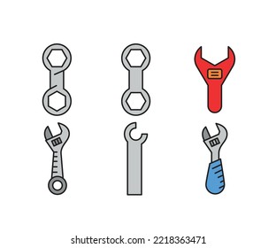 Symbole mit Schlüssel und verstellbarem Schlüssel