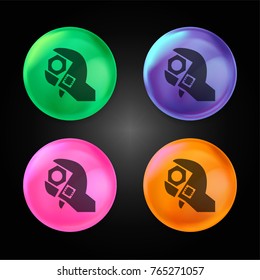 Wrench with adjusting system for different nuts sizes crystal ball design icon in green - blue - pink and orange.