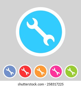 Wrench badge flat icon sign set symbol