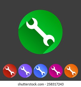 Wrench badge flat icon sign set symbol