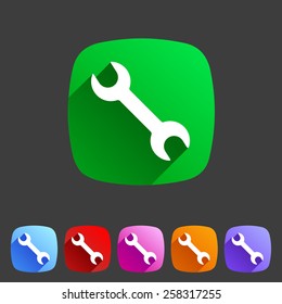 Wrench badge flat icon sign set symbol