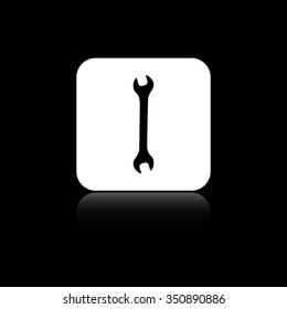 Wrench - black vector icon on the white button