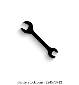 Wrench  - black vector icon with shadow