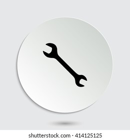 Wrench - black vector icon  with shadow