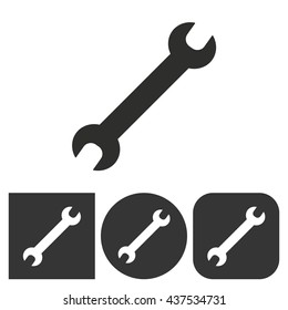 Wrench - black and white icons. Vector illustration.