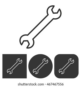 Wrench - black and white icons. Vector illustration.