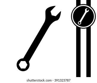 wrench - black and white vector icon