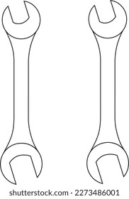 wrench in black and white vector illustration