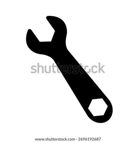 wrench black and white vector illustration of hand tool spanner