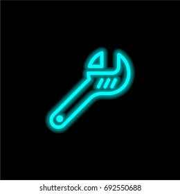 Wrench blue glowing neon ui ux icon. Glowing sign logo vector