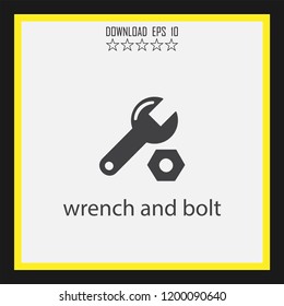 wrench and bolt   vector icon