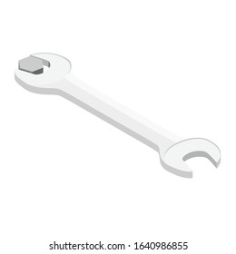 Wrench with bolt vector isolated on white background isometric view. Spanner or wrench icon. Key.