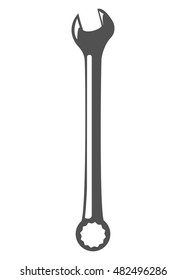 Wrench building repare metall tool vector silhouette illustration. Black isolated on white background.