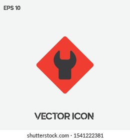 Wrench button vector icon illustration. Ui/Ux. Premium quality.