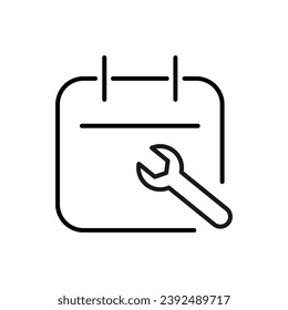 Signo de línea del vector de calendario. Adecuado para libros, tiendas, tiendas. Actrazo editable con un estilo de contorno minimalista. Símbolo de diseño 