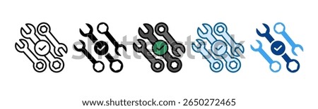Wrench Check Icon Set Multiple Style Collection