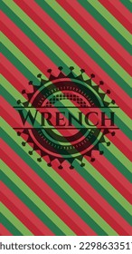 Wrench christmas badge background. Vector Illustration. Detailed. 