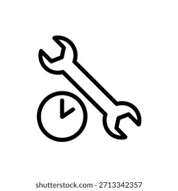 Icono de llave y reloj que representa la gestión del tiempo y los servicios de reparación