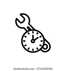Icono de llave y reloj que representa la gestión del tiempo y los servicios de reparación