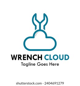 Wrench cloud design logo template illustration