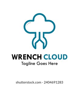 Wrench cloud design logo template illustration
