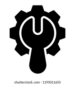 Wrench with cog symbol of technical support 