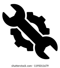 Wrench with cog symbol of technical support 