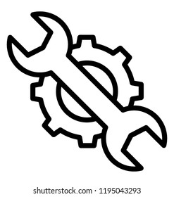 Wrench with cog symbol of technical support 