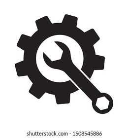 Wrench and cogwheel icon design. Service tools icon in trendy flat style design. Vector illustration.