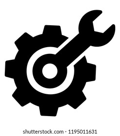 Wrench with cogwheel symbol of technical support