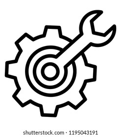 Wrench with cogwheel symbol of technical support 
