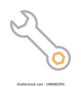 wrench colour line vector icon