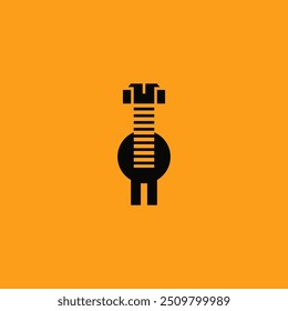 Schlüsselkombination mit Bolzen, negatives Raum-Logo-Design.