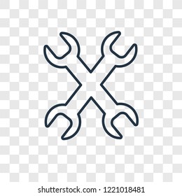Wrench concept vector linear icon isolated on transparent background, Wrench concept transparency concept in outline style