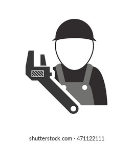 wrench constructer tool repair construction silhouette icon. Flat and Isolated design. Vector illustration
