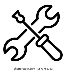 Wrench construction icon. Outline wrench construction vector icon for web design isolated on white background