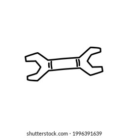 
Wrench construction tool doodle icon. Hand drawn wrench. Doodle repair icon in vector.