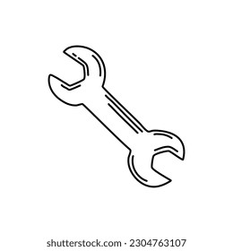 Wrench construction tool doodle icon. Hand drawn wrench. Doodle repair icon in vector