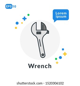 Wrench Construction Tool Flat icon . Used For web, logo, mobile app, User Interface and Infographic