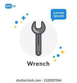 Wrench Construction Tool Flat icon . Used For web, logo, mobile app, User Interface and Infographic