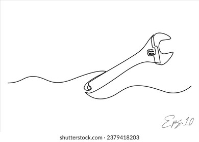 wrench continuous line art drawing