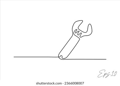  wrench continuous line art vector illustration