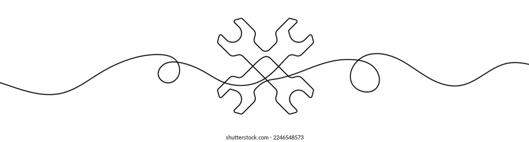 Wrench in continuous line drawing style. Line art of crossed wrenches icon. Vector illustration. Abstract background