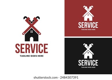 Wrench crossed with house logo design, ideal for a home repair or handyman service. Vector illustration template idea