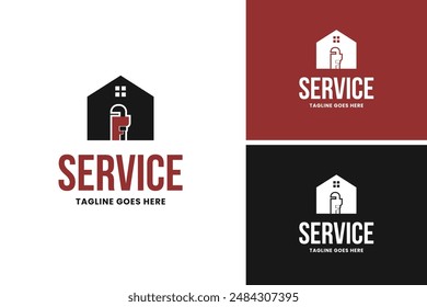 Wrench crossed with house logo design, ideal for a home repair or handyman service. Vector illustration template idea