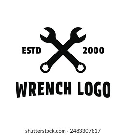 wrench crossed logo design vintage retro style